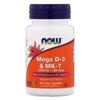 NOW Mega D-3 & MK-7 60 Veg Capsules