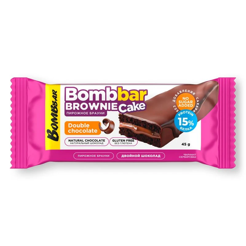 Bombbar Пирожное протеиновое глазированное с начинкой 45г