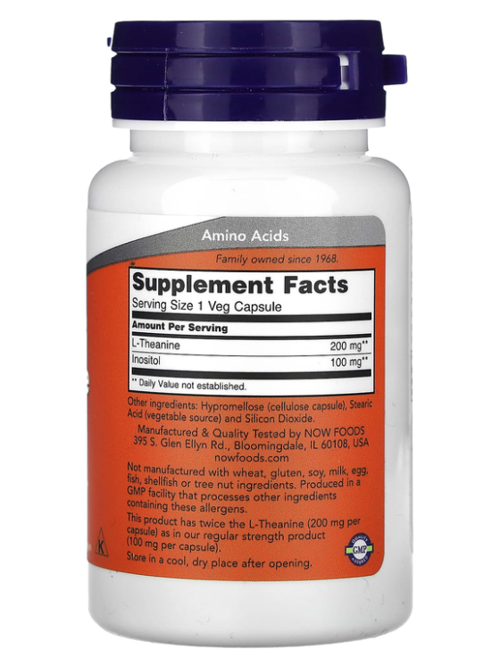 NOW L-theanine 200mg 60vcaps