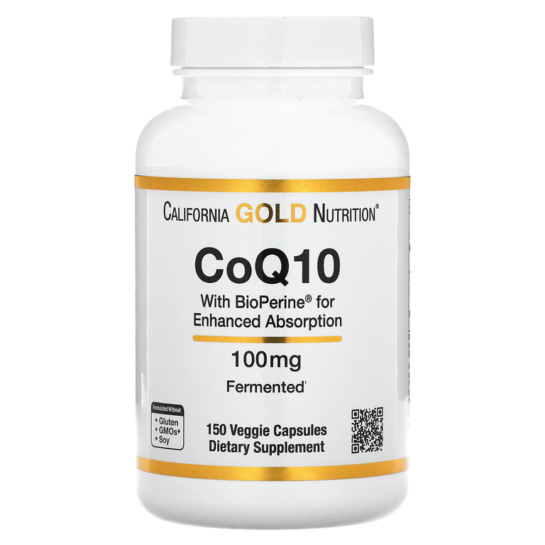 California Gold Nutrition CoQ10 USP with bioperine 100mg 150vcaps