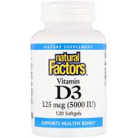 Natural Factors Vitamin D3 125mcg 5000IU 120softgels