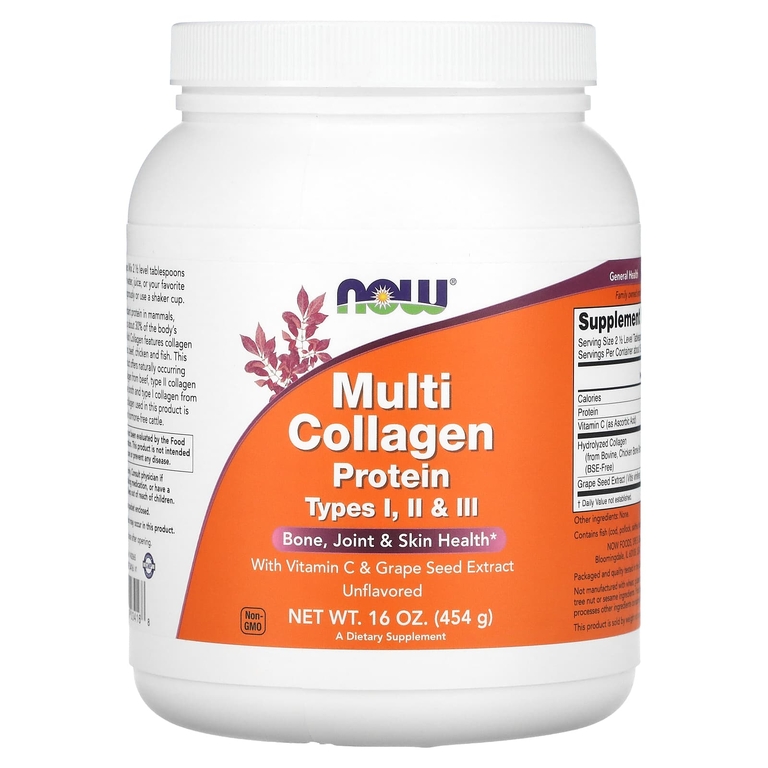 NOW Multi Collagen Protein Type I-II-III Unflavored 454g