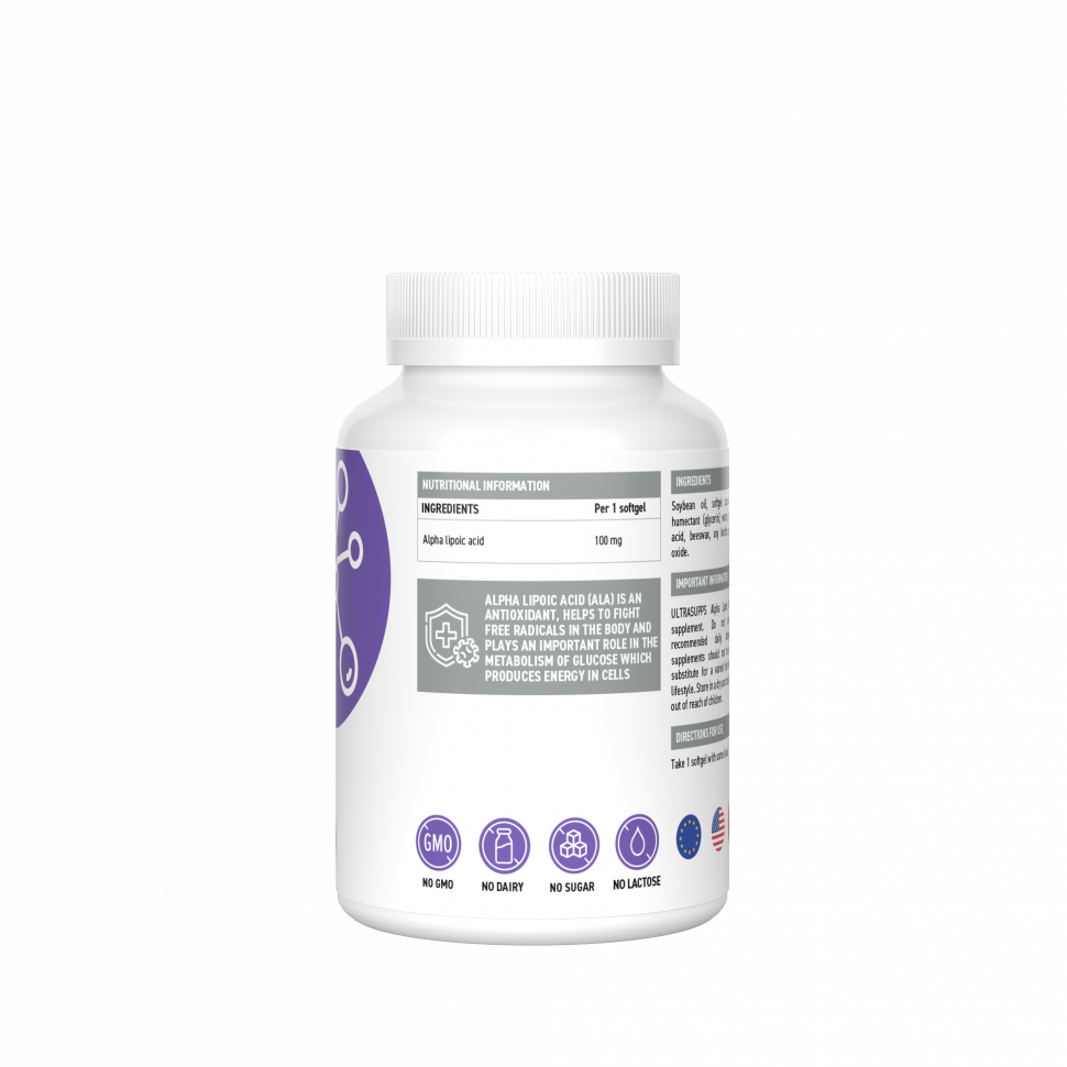 UltraSupps Alpha Lipoic Acid 100 mg 30 Softgels