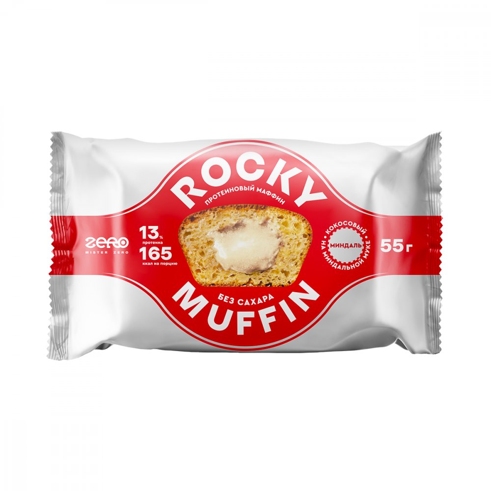 Mr.Djemius Маффин без сахара Rocky Muffin 55g Кокосовый-миндаль