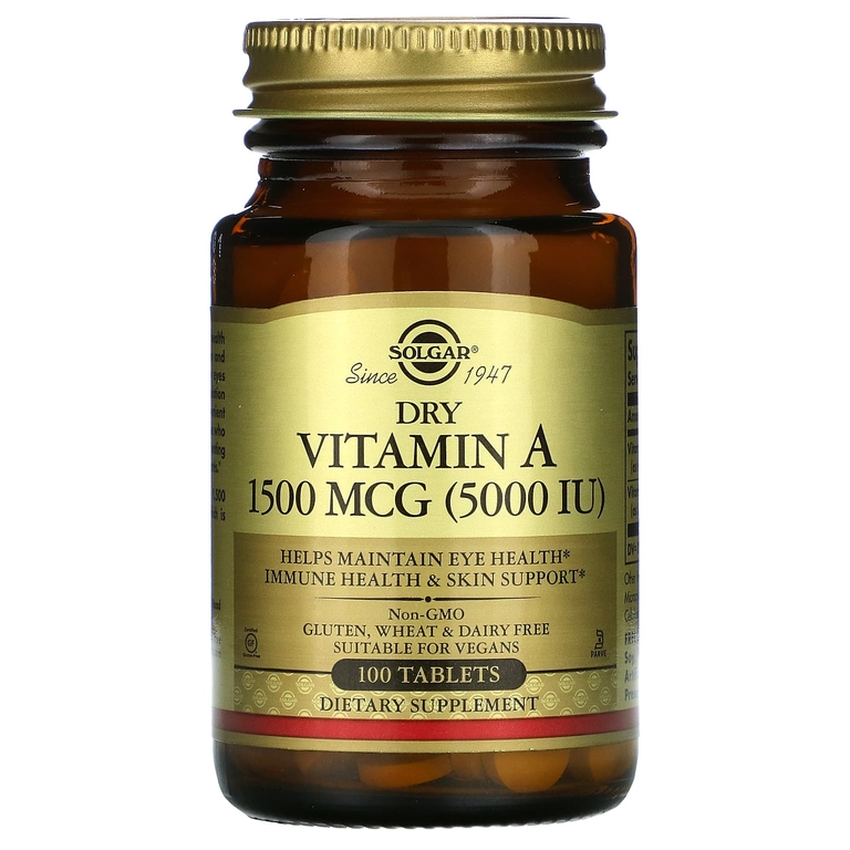 Solgar Dry Vitamin A 1500mcg 5000IU 100tabs