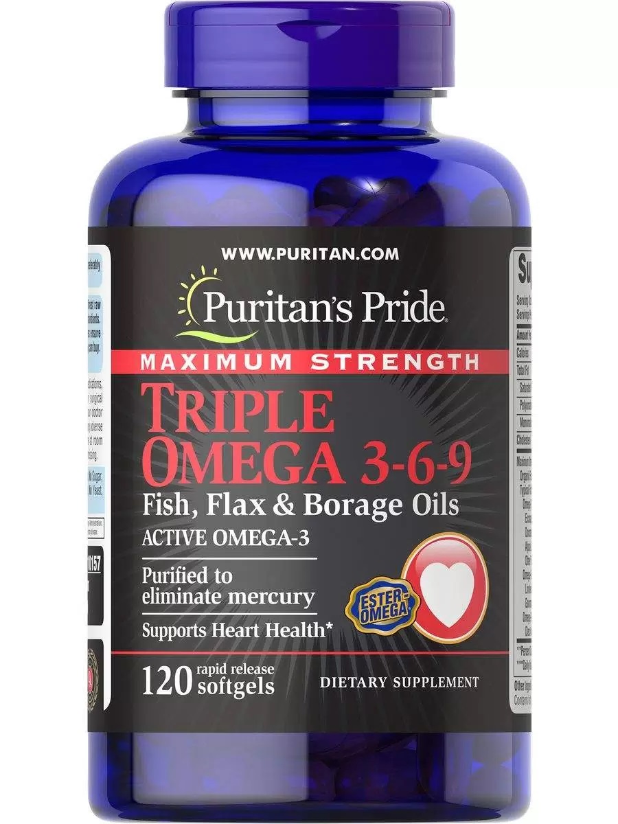 Puritans Pride Maximum Strength Triple Omega 3-6-9 120softgels