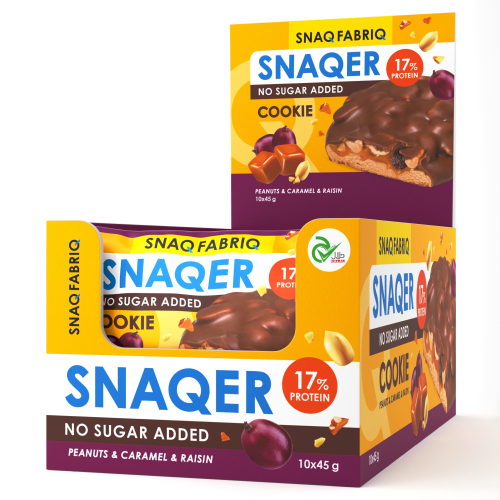 Snaq Fabriq Печенье SNAQER 45g Арахис, изюм и карамель