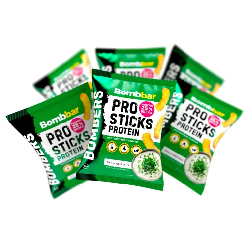 Bombbar Протеиновые палочки 60гр Лук и сметана Bombbar Протеиновые палочки 60гр Лук и сметана