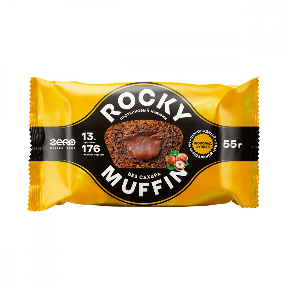 Mr.Djemius Маффин без сахара Rocky Muffin 55g Шоколад фундук-молочный шоколад
