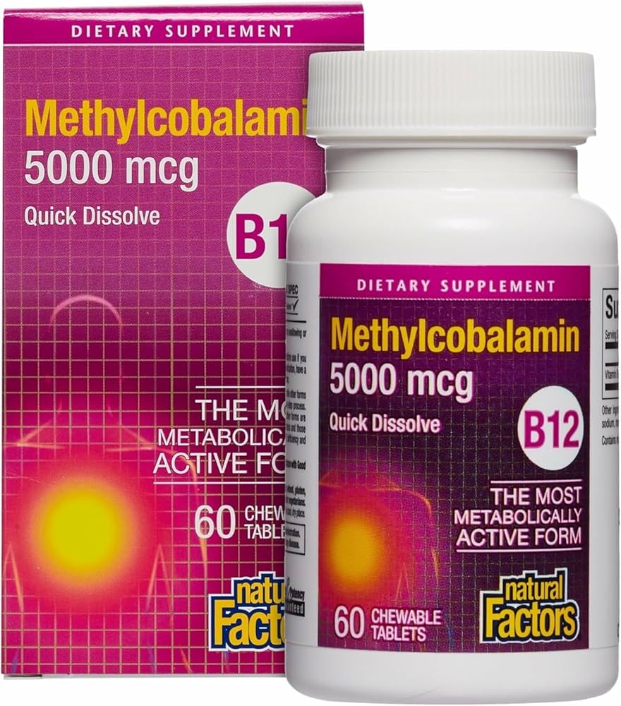Natural Factors B12 Methylcobalamin 5000mcg 60chewable tabs