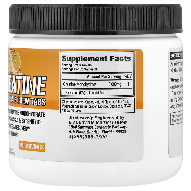 EVLution Nutrition Creatine monohydrate 30chew tabs Orange
