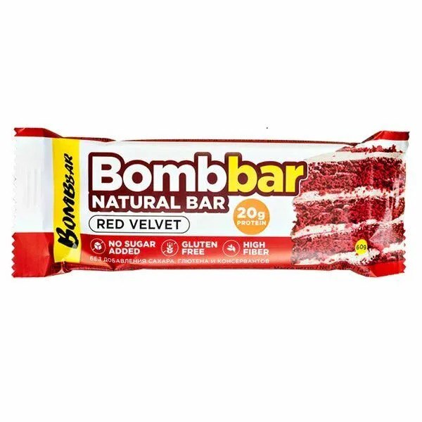 Bombbar Батончик неглаз. 60г Красный бархат