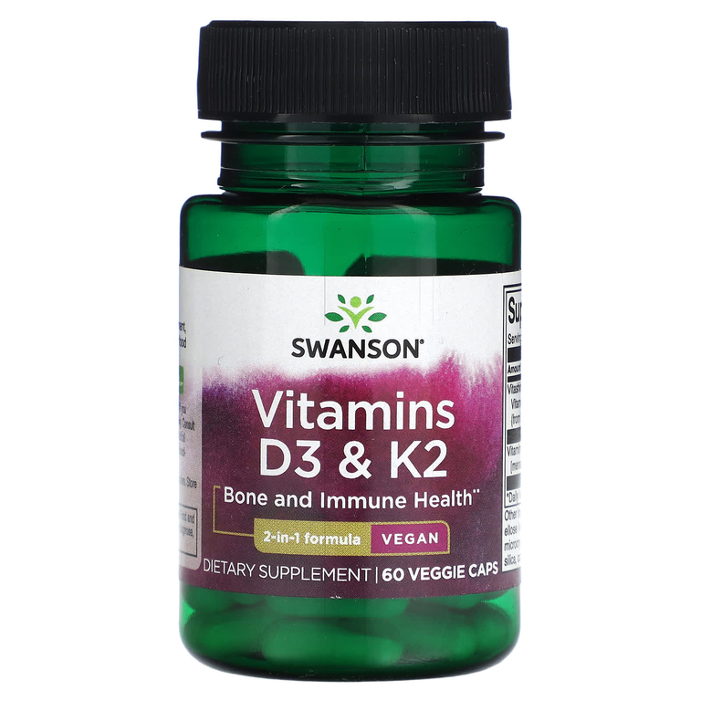 Swanson Vitamins D3 & K2 60vcaps Swanson Vitamins D3 & K2 60vcaps